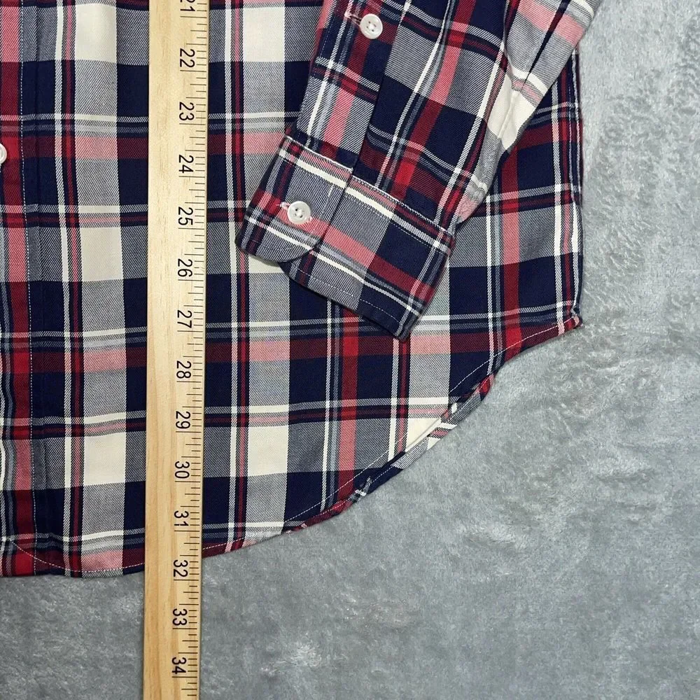 Vintage Ralph Lauren Shirt‎ Mens Large Red White  Blue Tartan Plaid Button Up